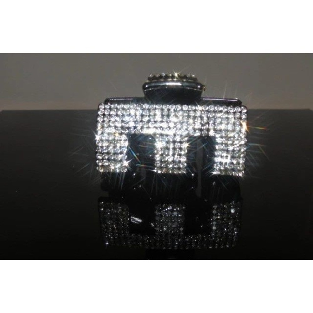 Sparkling Rhinestone Hair Claw Clip Amber Tortoise Shell Women Accessories Black